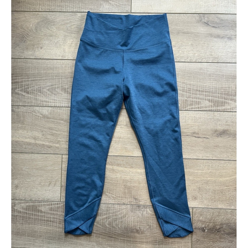 Nike Dri-Fit Yoga Wrap Crossover V Front 7/8 Leggings Size Medium Blue Excellent